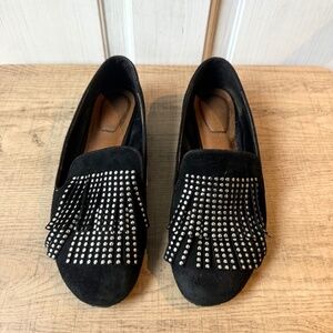 Zara Studded Fringe Suede Loafer Shoes [US 5.5/36]